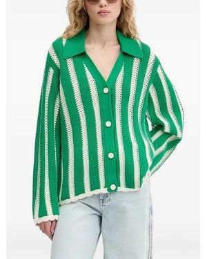 Stine Goya Striped Button-Up Cardigan - Green