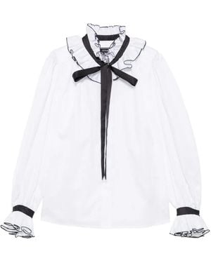 Styland Ruffled-Trim Bow-Detailed Shirt - White