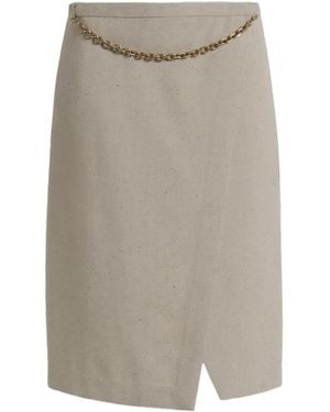 Alberta Ferretti Slit-Detail Midi Skirt - Gray