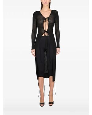 ANDREADAMO Cárdigan Largo Con Perforaciones - Negro