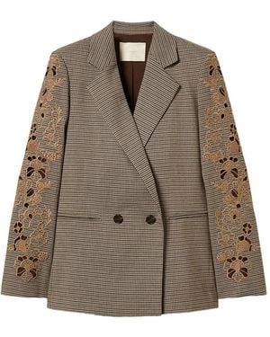 Twinset Blazer À Motif Pied-De-Poule - Brown