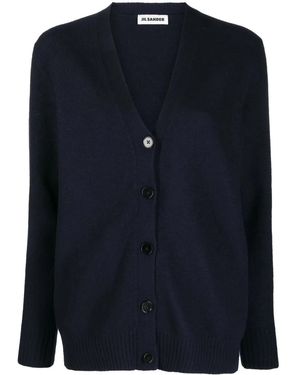 Jil Sander Cardigan En Laine À Col V - Bleu