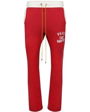 Rhude Logo-Print Cotton Track Trousers - Red