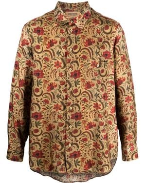 Uma Wang Floral-Print Long-Sleeved Shirt - Brown