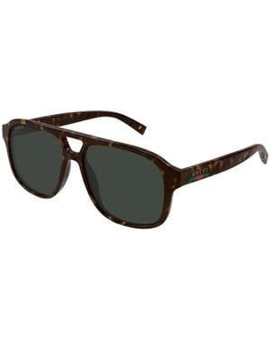 Gucci Tortoiseshell-Effect Pilot-Frame Sunglasses - Brown
