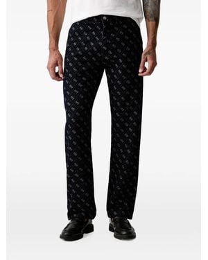 Guess Damon Monogram-Print Logo-Patch Jeans - Black
