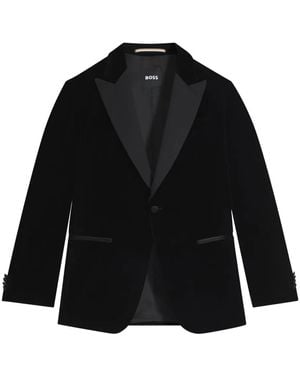 BOSS Shawl-Lapel Cotton Jacket - Black