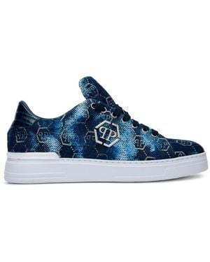 Philipp Plein Jacquard Monogram Low-Top Trainers - Blue