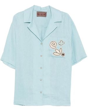 ALÉMAIS Azar Embroidered-Patch Shirt - Blue