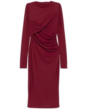 Amazuìn Draped Long-Sleeve Dress - Red