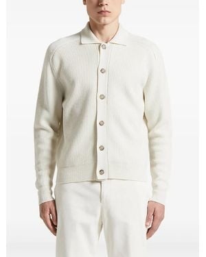 Peserico Gerippter Cardigan Mit Polokragen - Weiß