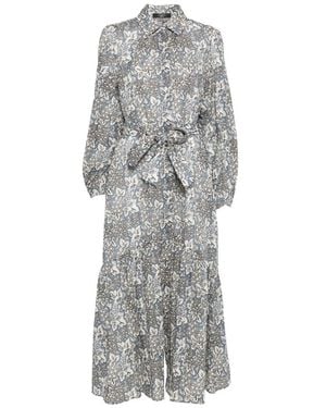 Weekend by Maxmara Wkdoboli Floral-Print Midi Shirt Dress - Grey