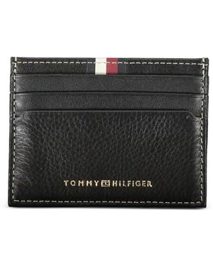 Tommy Hilfiger Porte-Cartes En Cuir Grainé - Black