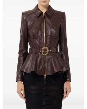 Elisabetta Franchi Leren Jack - Bruin