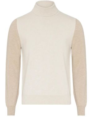 Maison Margiela Pull Bicolore À Col Montant - Blanc