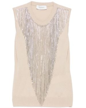Sportmax Fringed Crystal-Embellished Top - Natural