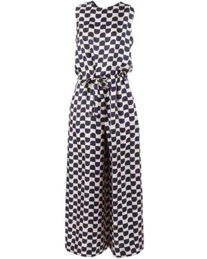 Max Mara Geometric Print Tie-Waist Jumpsuit - White