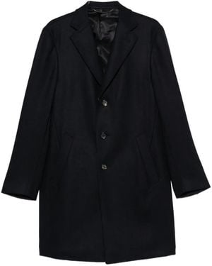 Canali Single-Breasted Wool Coat - Black