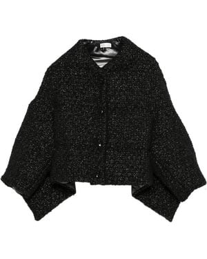 Moncler Plumífero De Punto De Bouclé - Negro