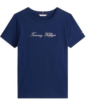 Tommy Hilfiger T-Shirt Mit Logo-Stickerei - Blau