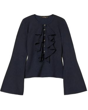Twinset Fitted Sweater With Ruffles - Blue