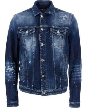 DSquared² Dan Painted Classic-collar Denim Jacket - ブルー