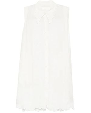 JNBY Robe-Chemise À Broderie Florale Et Finitions Festonnées - White