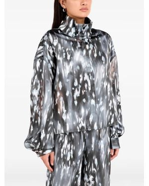 IRO Abstract-Print High-Neck Blouse - Blue