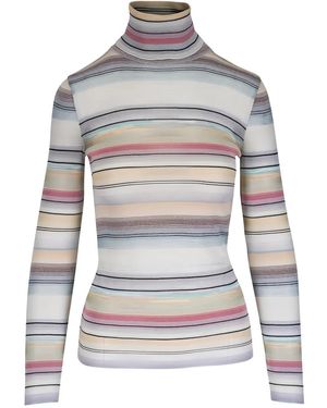 Missoni Striped Roll-Neck Sweater - Gray