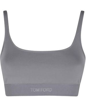 Tom Ford Logo-Detail Bra - Grey