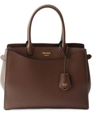Prada Prelude Large Leather Handbag - Brown