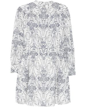 Marc O' Polo Floral-Pattern Long-Sleeve Mini Dress - White