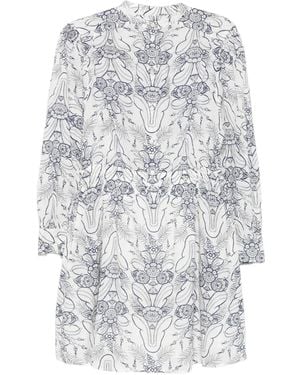 Marc O' Polo Floral-Pattern Long-Sleeve Mini Dress - White