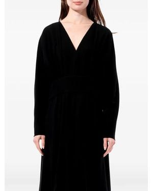 Balenciaga V-Neck Long-Sleeve Dress - Black