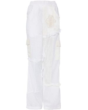 CAVIA Panelled Broderie-Anglaise Cargo Trousers - White