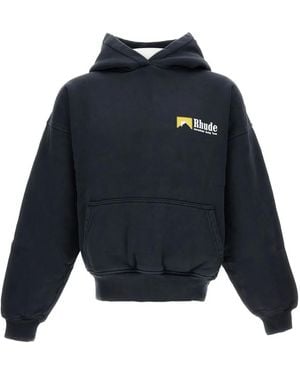 Rhude Hooded ribbed-cuff sweatshirt - Blau