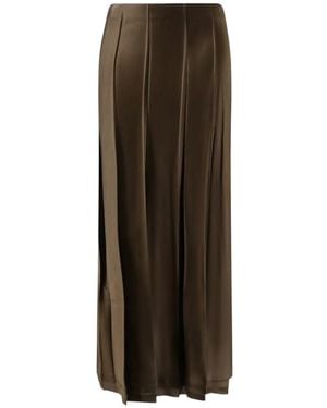 Vince Pleated Satin Midi Skirt - Natural