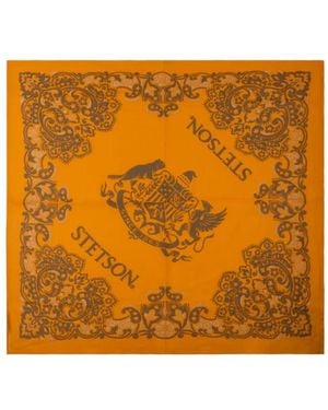 Stetson Logo-Print Paisley-Pattern Scarf - Orange
