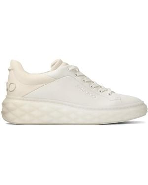 Jimmy Choo Diamond Maxi Brand-Embellished Leather Low-Top Trainers - White