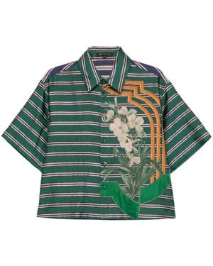 Biyan Floral-Embroidered Shirt - Green