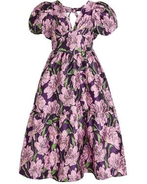 Sister Jane Floraison Jacquard Midi Dress - Purple