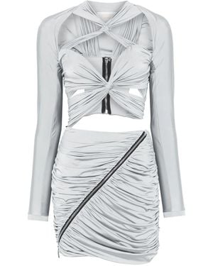 MITILIANE COUTURE Draped Cut-Out Mini Dress - Grey