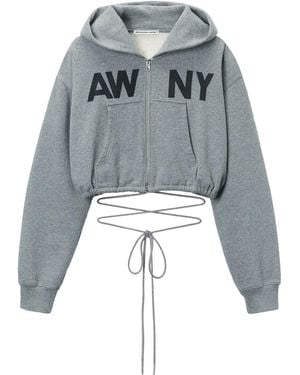 Alexander Wang Graphic-Print Deconstructed Wrap Hoodie - Grey