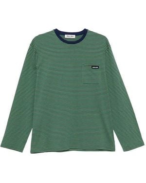 Miu Miu Striped Long-Sleeve T-Shirt - Green