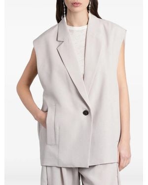IRO Soledad Sleeveless Notched-Lapels Jacket - White