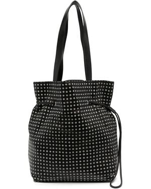 10 Corso Como Spot Print Leather Bucket Shoulder Bag - Black