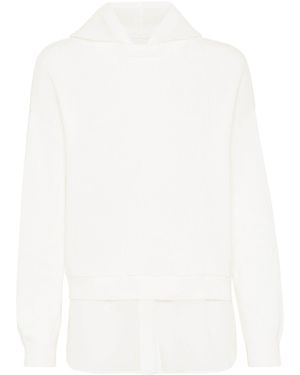 Brunello Cucinelli Monili-Detail Layered Hoodie - White