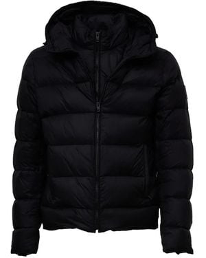 Fay Quilted Hooded Coat - Black