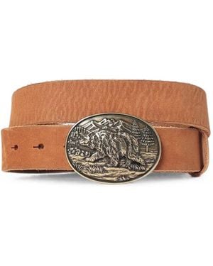 Sebago Fred Engraved-Buckle Leather Belt - Brown