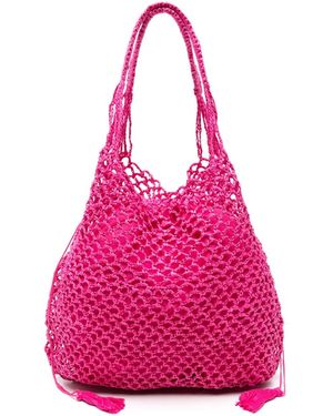 P.A.R.O.S.H. Knotted Raffia Tote Bag - Pink